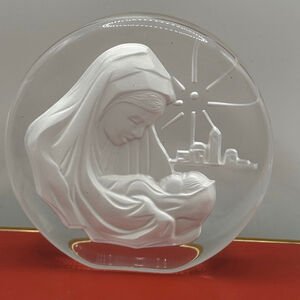 Vintage The Danbury Mint Clear Lead Crystal Nativity Scene Glass Art